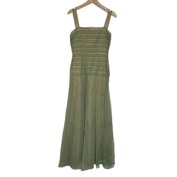 Susan‎ Small London Vintage 1940's-50's green chiffon timeless gown - Picture 1 of 8